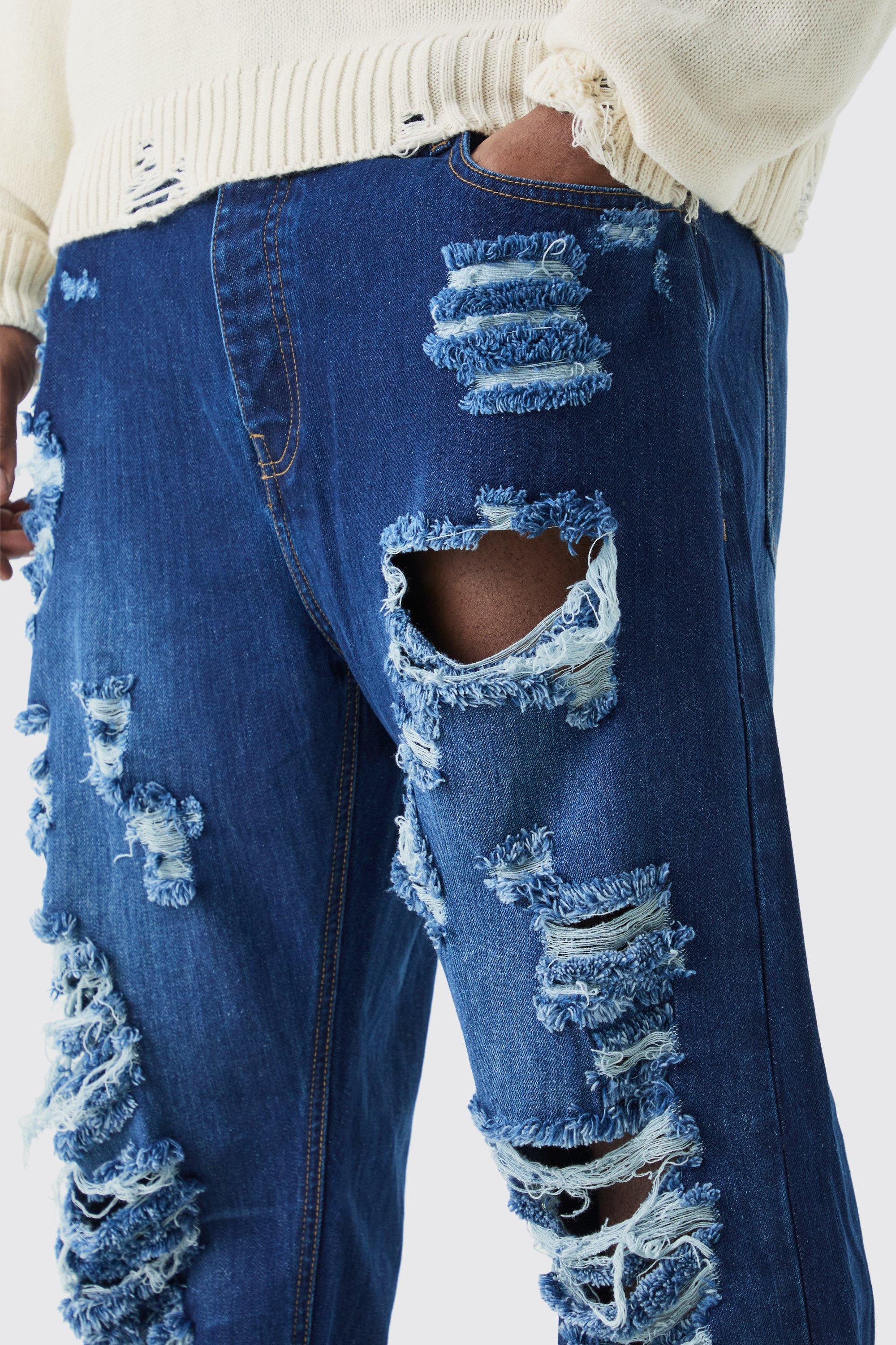 Extreme ripped 2024 boyfriend jeans